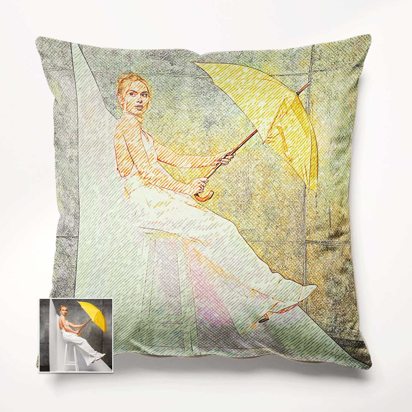 Celebrate special moments with the Personalised Drawing Crosshatch Cushion. This luxurious cushion showcases an original digital art-inspired design, printed on soft velvet for a comfortable and plush feel, vibrant and colorful print