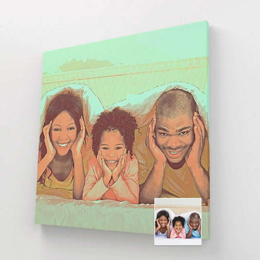 Elevate your decor with the Personalised Orange and Green Canvas. Crafted from your own photo, this captivating artwork is transformed into a vibrant masterpiece, printed on a textured, handmade woven canvas