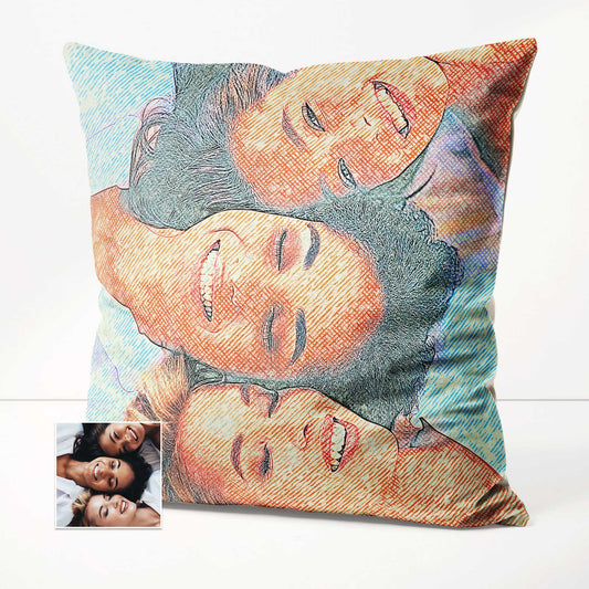 The Personalised Drawing Crosshatch Cushion is a true work of art, meticulously created from a photo of your choice. Its luxurious and unique design features intricate crosshatch patterns inspired by digital art
