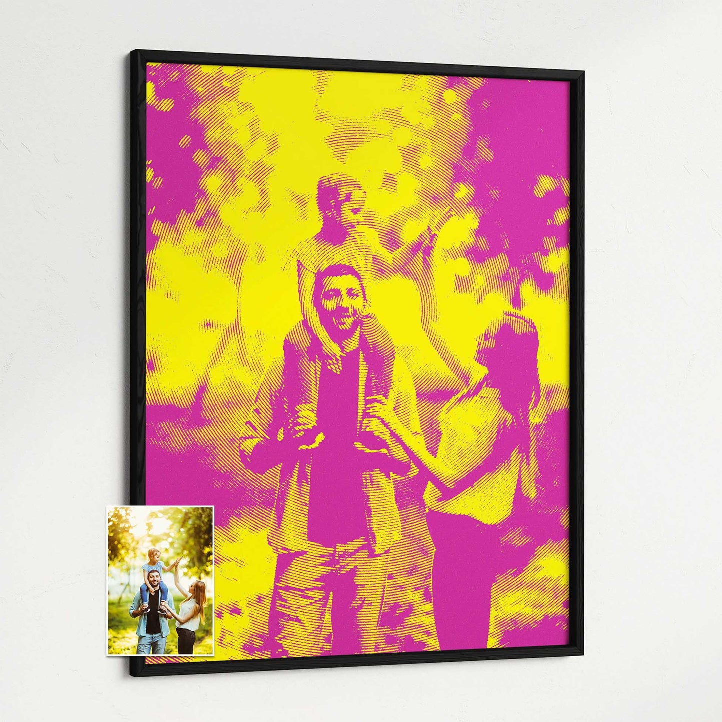 Add a burst of happiness to your walls with a Personalised Yellow & Pink Texture Framed Print. Its fun and vibrant colors create a vivid and energetic atmosphere, filled with laughter and smiles. Crafted from your photo, chic and cool 
