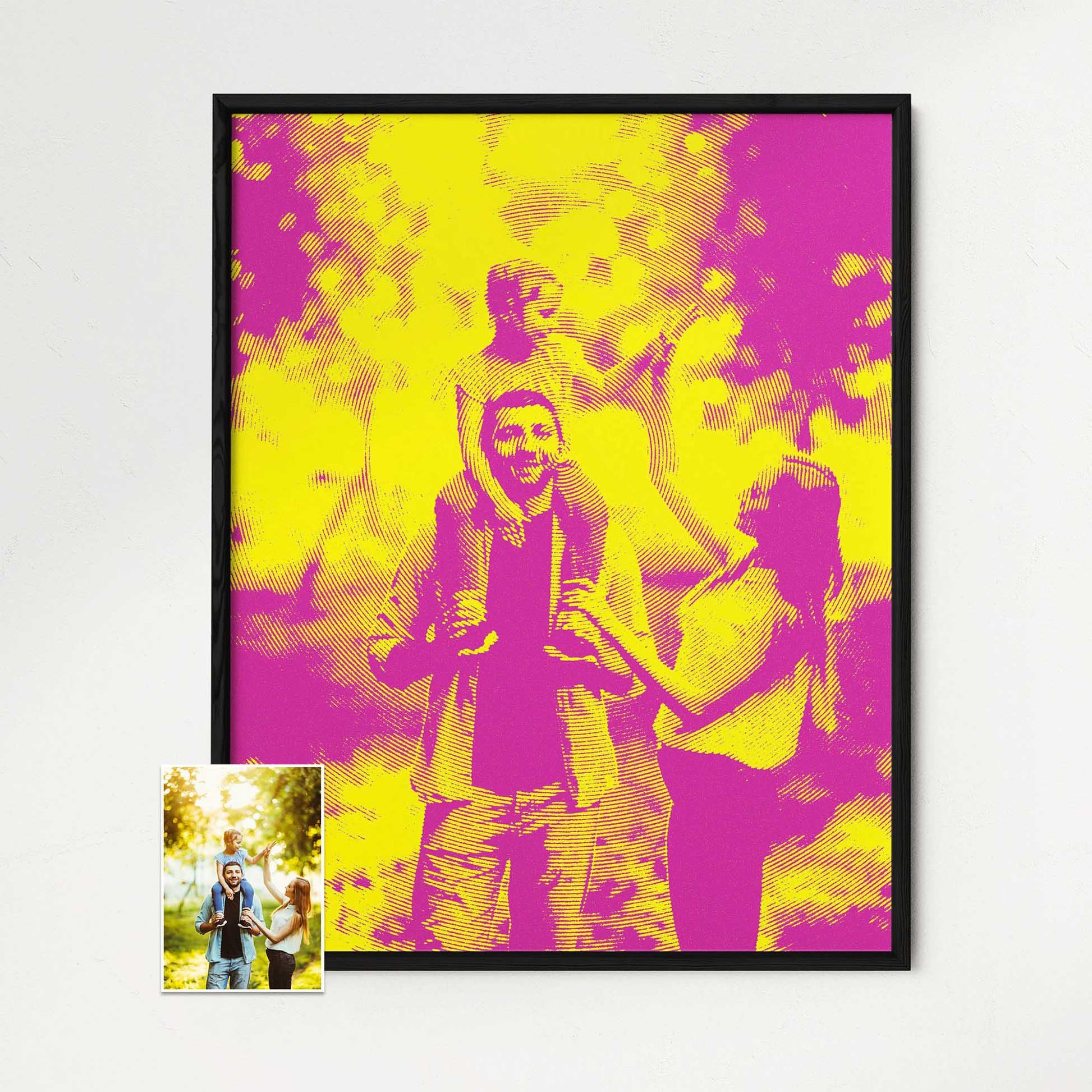 Indulge in the vibrancy of Personalised Yellow & Pink Texture Framed Print. Its fun and vibrant colors create a vivid visual experience, spreading laughter and smiles. Crafted from your photo, this chic and cool artwork embodies a modern art