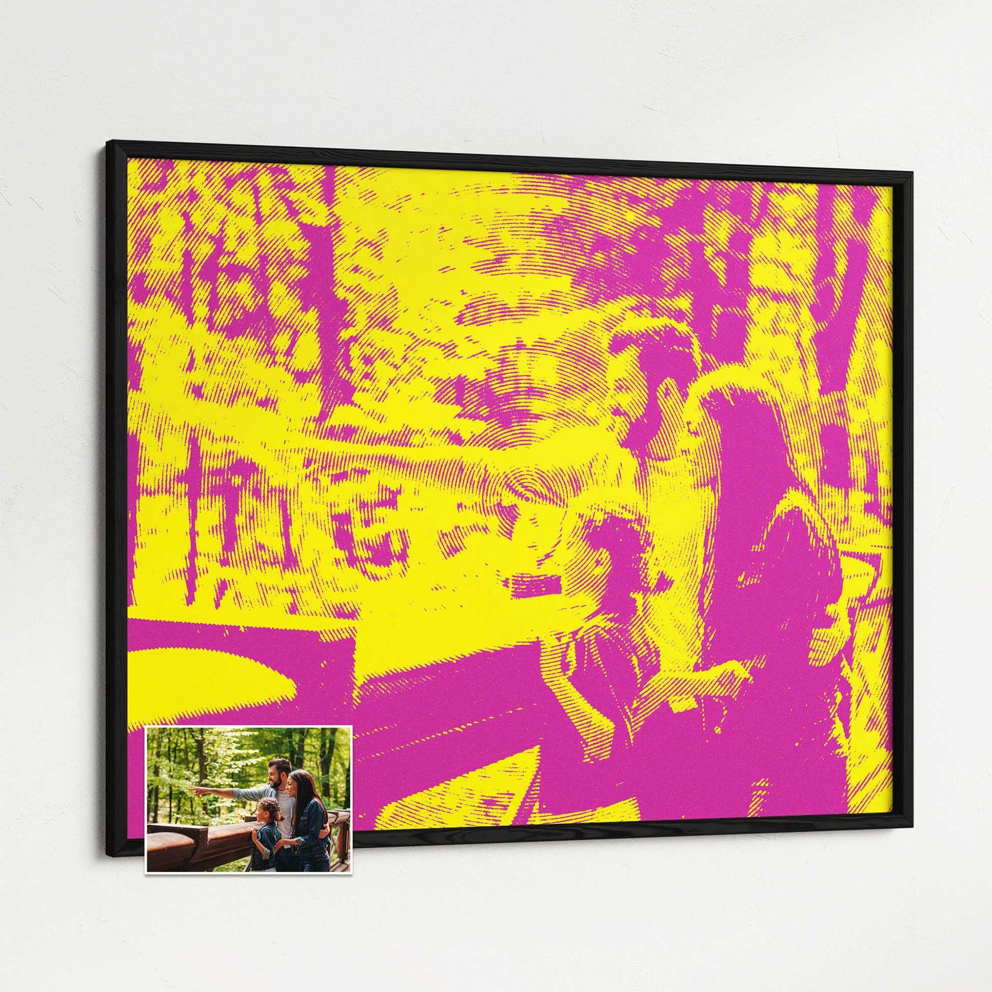 Personalise your space with the captivating charm of a Personalised Yellow & Pink Texture Framed Print. Its fun and vibrant colors add a burst of energy and joy, invoking laughter and smiles. Crafted from your photo, this chic and cool art