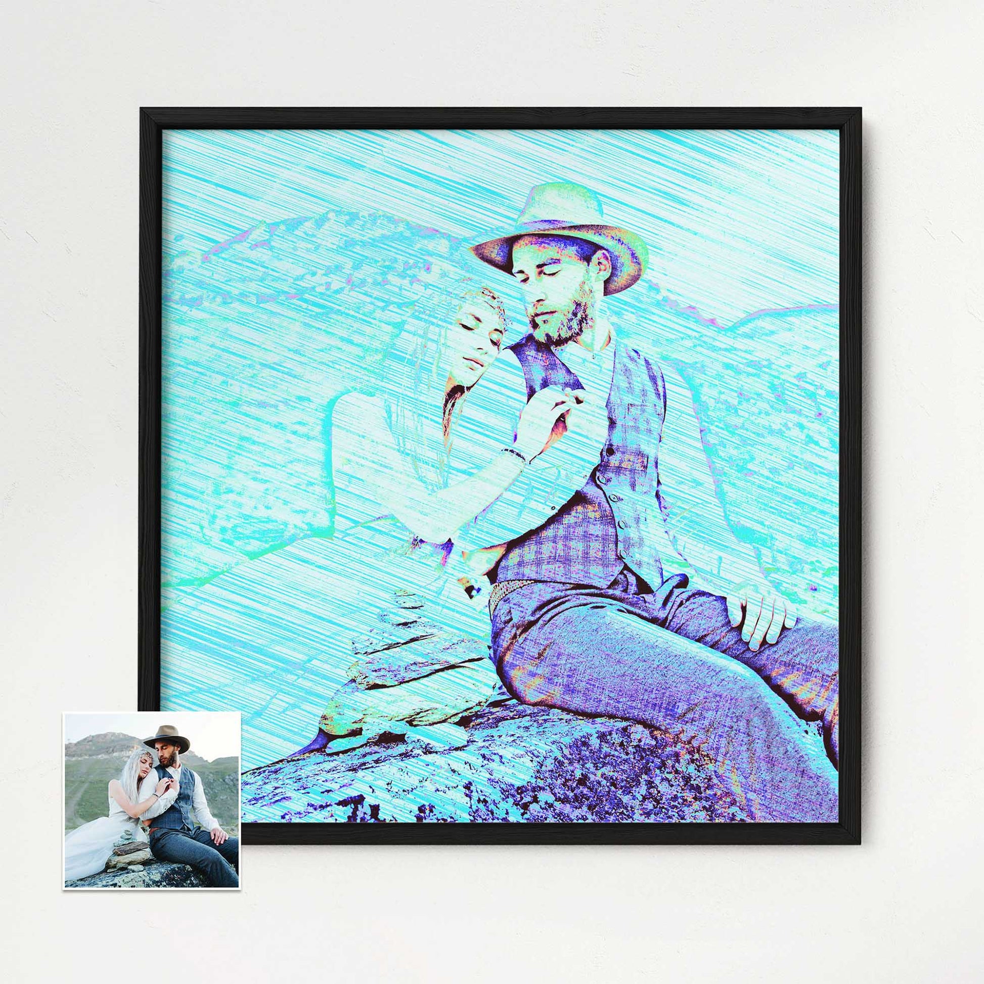 Personalised Blue Drawing Framed Print: Elevate your home or office decor with this cool and quirky piece. The pencil effect adds a touch of creativity and originality, making it a standout artwork. Whether as a gift or for your decor