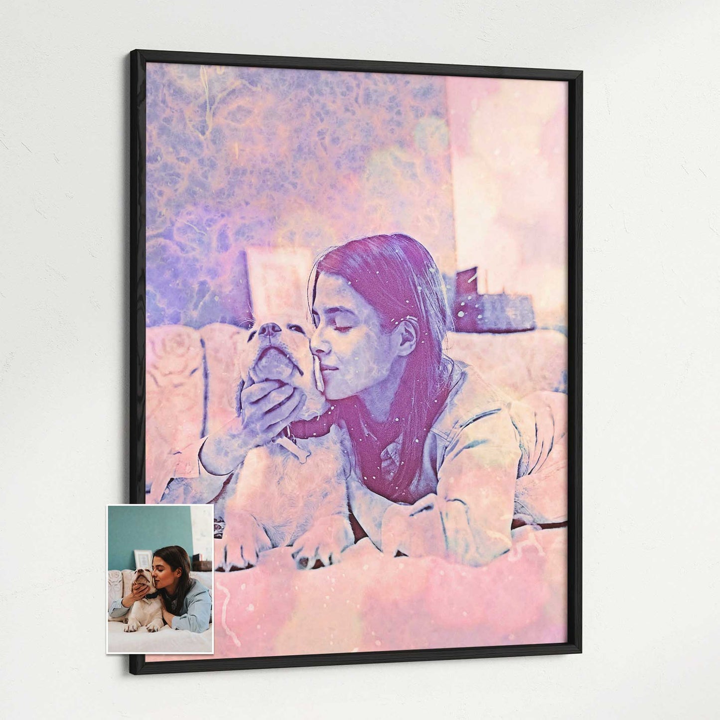 Personalised Special Purple FX Framed Print: Embrace the beauty of colors with a captivating bokeh effect. Printed on gallery-quality paper and encased in a wooden frame, this original and unique artwork is created from your photo