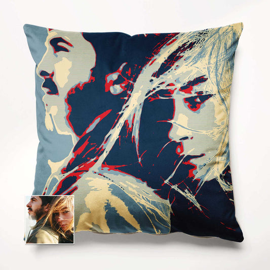 The Personalised Election Poster Cushion is a fun and exciting addition to your home decor. With its cool and trendy pop art design, it adds a touch of modernity to any space. The print form photo on soft velvet gives it a luxurious feel