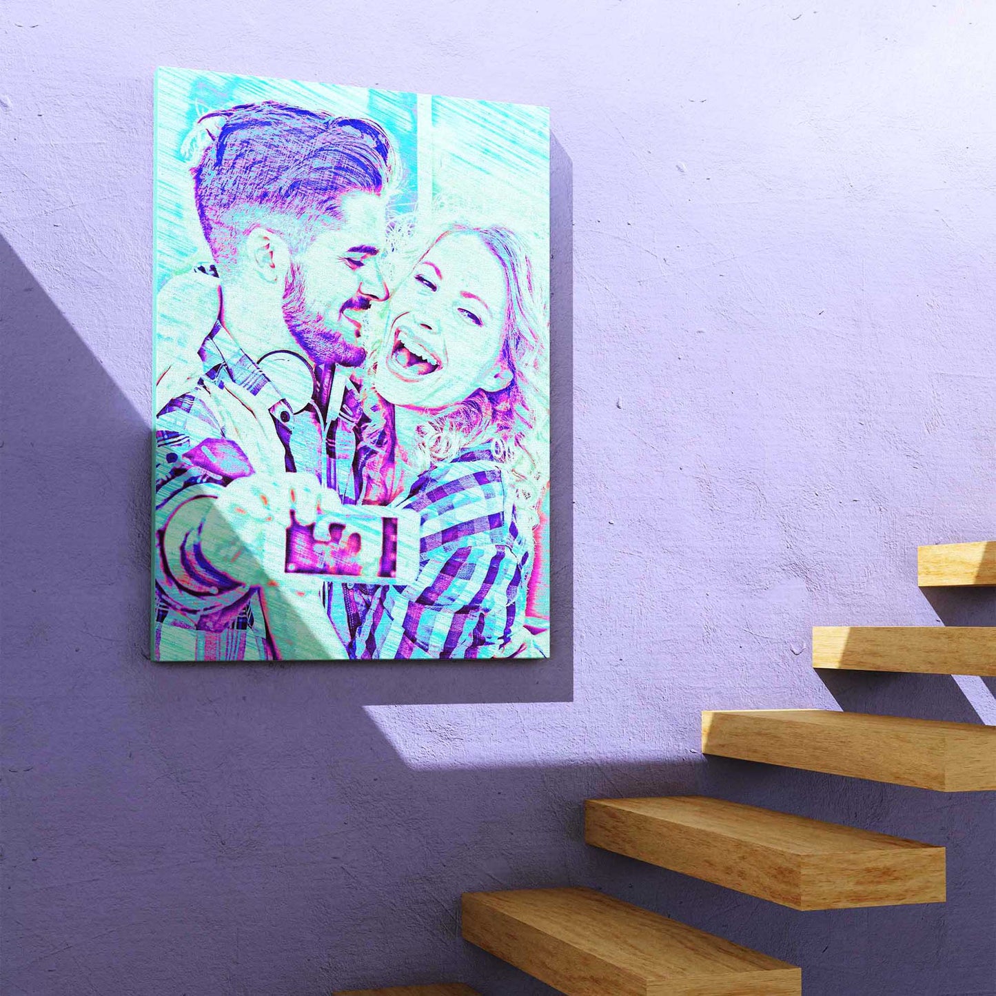 Celebrate special moments with our Personalised Blue Drawing Canvas. This cool and trendy painting, printed on handmade canvas, captures the essence of your memories in a colorful and vibrant way. It's a unique and creative gift for friends