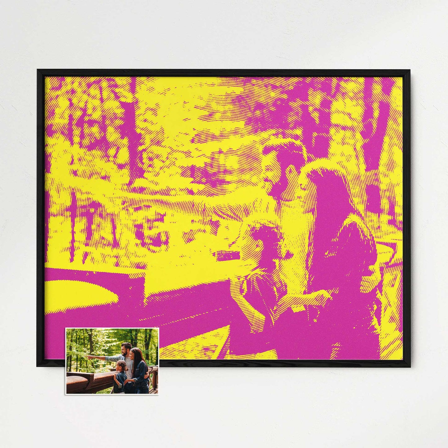 Elevate your walls with the captivating allure of Personalised Yellow & Pink Texture Framed Print. Its fun and vibrant colors create a vivid and lively ambiance, spreading laughter and smiles throughout your space. Printed from your photo