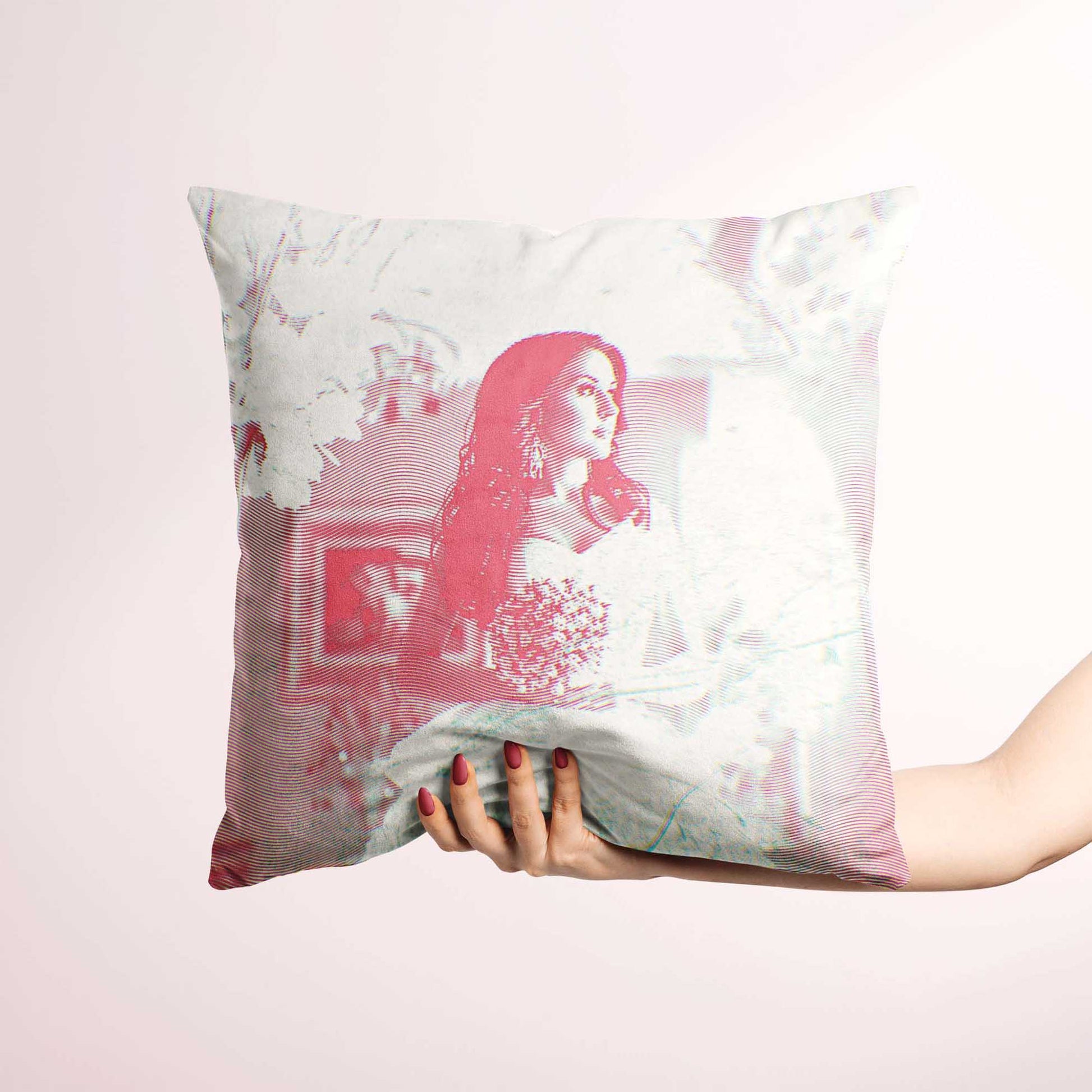 The Personalised Pink Engraving Cushion is the epitome of luxury and originality. With its ability to print from a photo, it allows you to create a truly unique and bespoke design. Made from soft velvet