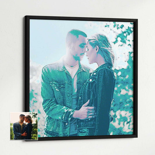 The Personalised Teal Grunge Framed Print is a must-have for those seeking a unique and original touch in their home decor. Its halftone effect and old-school retro style exude a fresh and cool vibe, creating a clean and exciting ambiance. 
