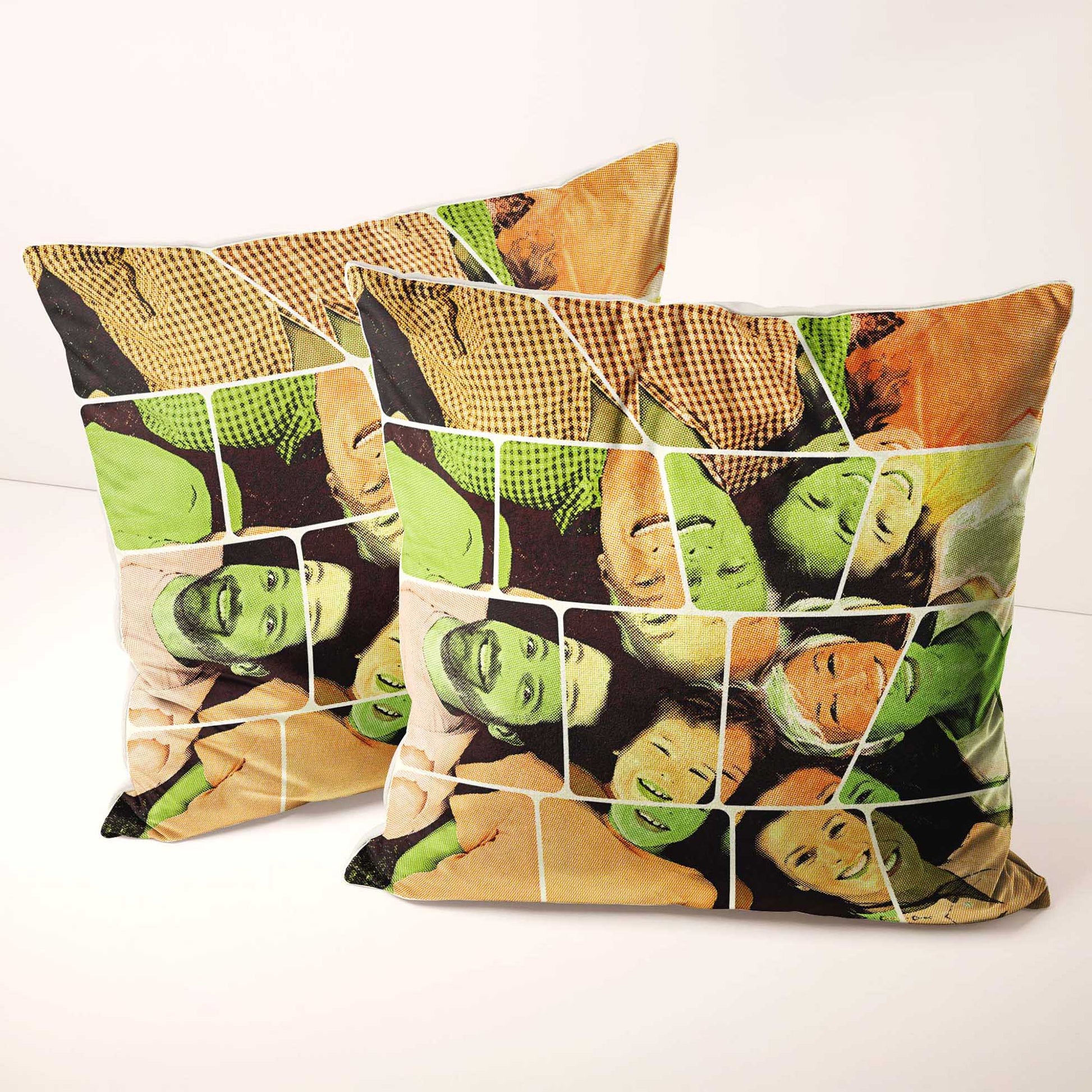 The Personalised Vintage Comics Cushion is a true masterpiece for your home decor. Its cartoon design, created from your photo, showcases a fresh and cool look with vibrant orange and green colors. Made from soft velvet, luxury cushion