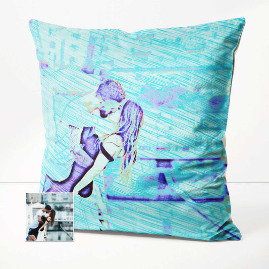 The Personalised Blue Drawing Cushion is a unique and creative addition to your interior decor. With a custom drawing created from your photo, it brings your imagination to life. Made from luxurious soft velvet fabric
