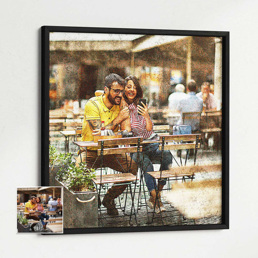 Experience the artistic allure of the Personalised Grunge FX Framed Print. By transforming a photo into a painting, it embodies a grunge style with a mesmerizing halftone effect. With its retro, old-school vibes