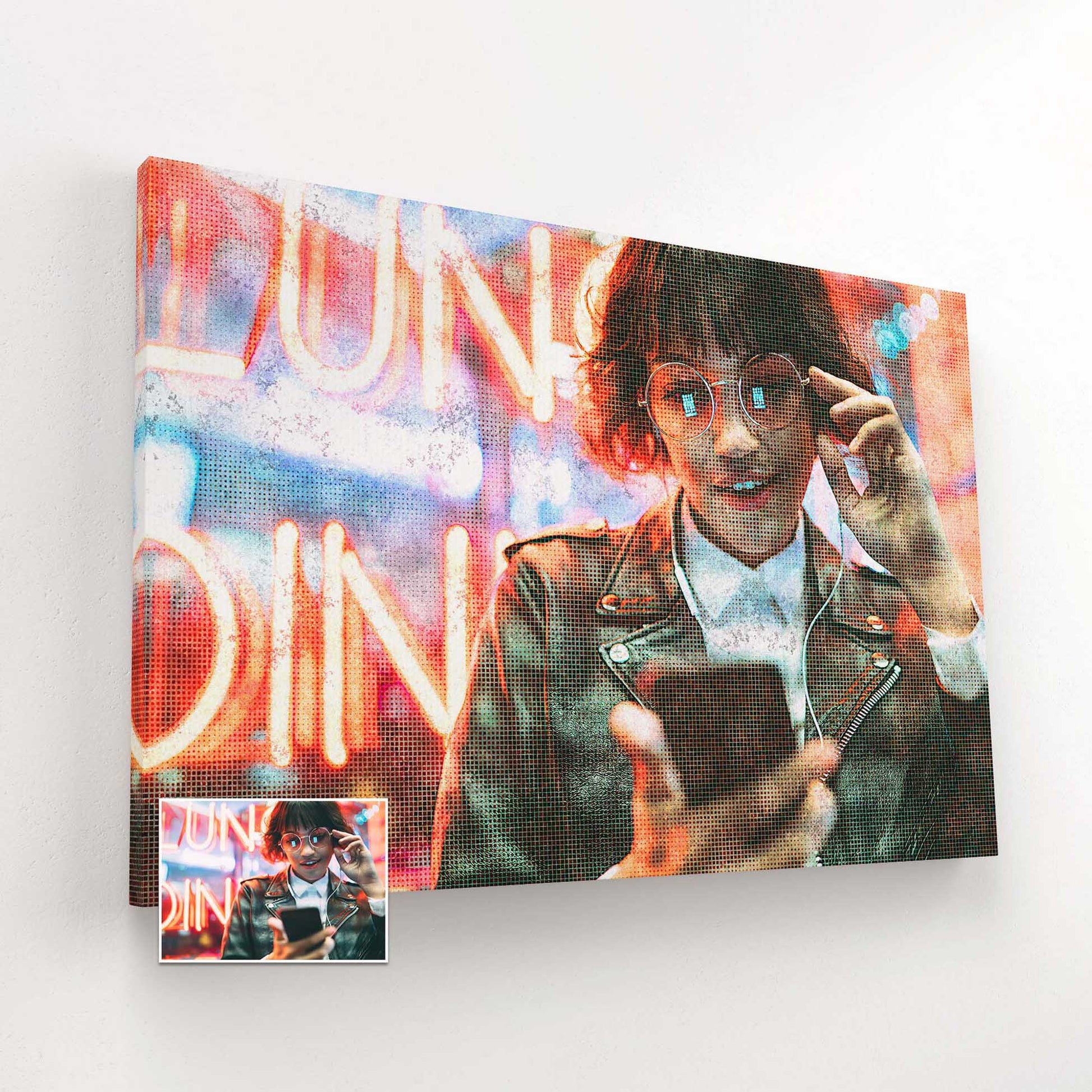 Step back in time with our Personalised Retro Grunge FX Canvas. Embrace the cool and trendy 90s vibe as you transform your favorite photo into a unique piece of wall art. Its novelty design and creative flow evoke a sense of nostalgia