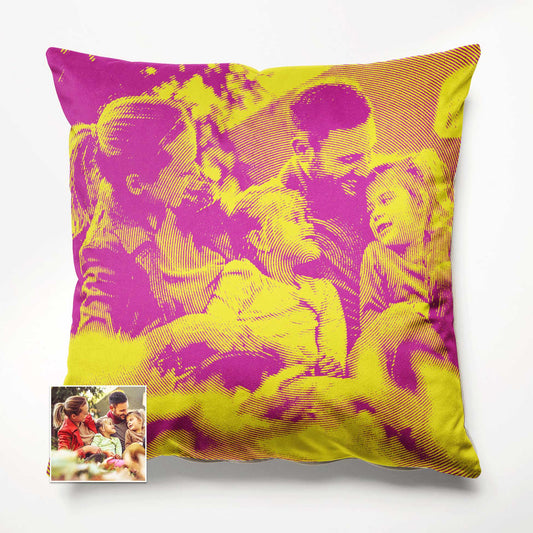 Personalised Yellow & Pink Texture Cushion - Capture the essence of the sun with this vibrant and fun cushion. Enjoy moments of relaxation and calm as you sink into its soft velvet fabric. Custom printed from your photo