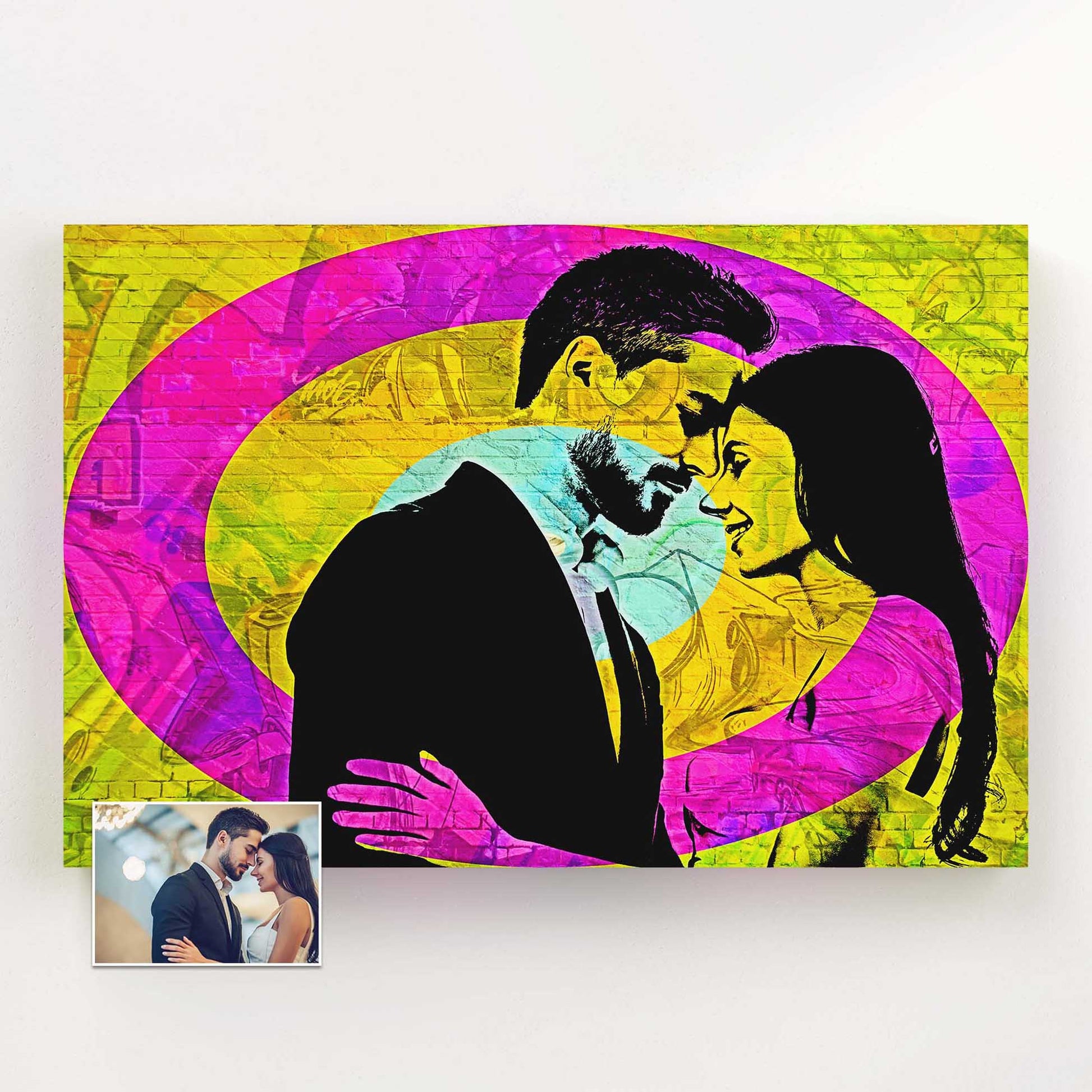 Experience the power of expression with our Personalised Graffiti Street Art Canvas. Its urban, fun, and colorful designs ignite excitement and creativity. Meticulously handmade on woven canvas and printed from your photo