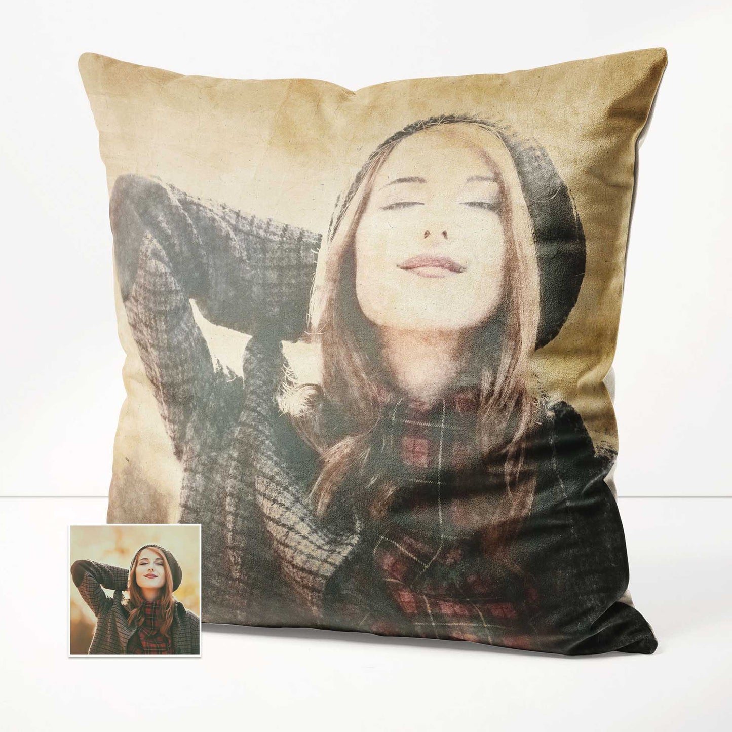 Experience the beauty of art with the Personalised Vintage Gouache Cushion. This unique cushion showcases a painting created from your photo, using watercolour technique for an authentic and real artistic touch, handmade