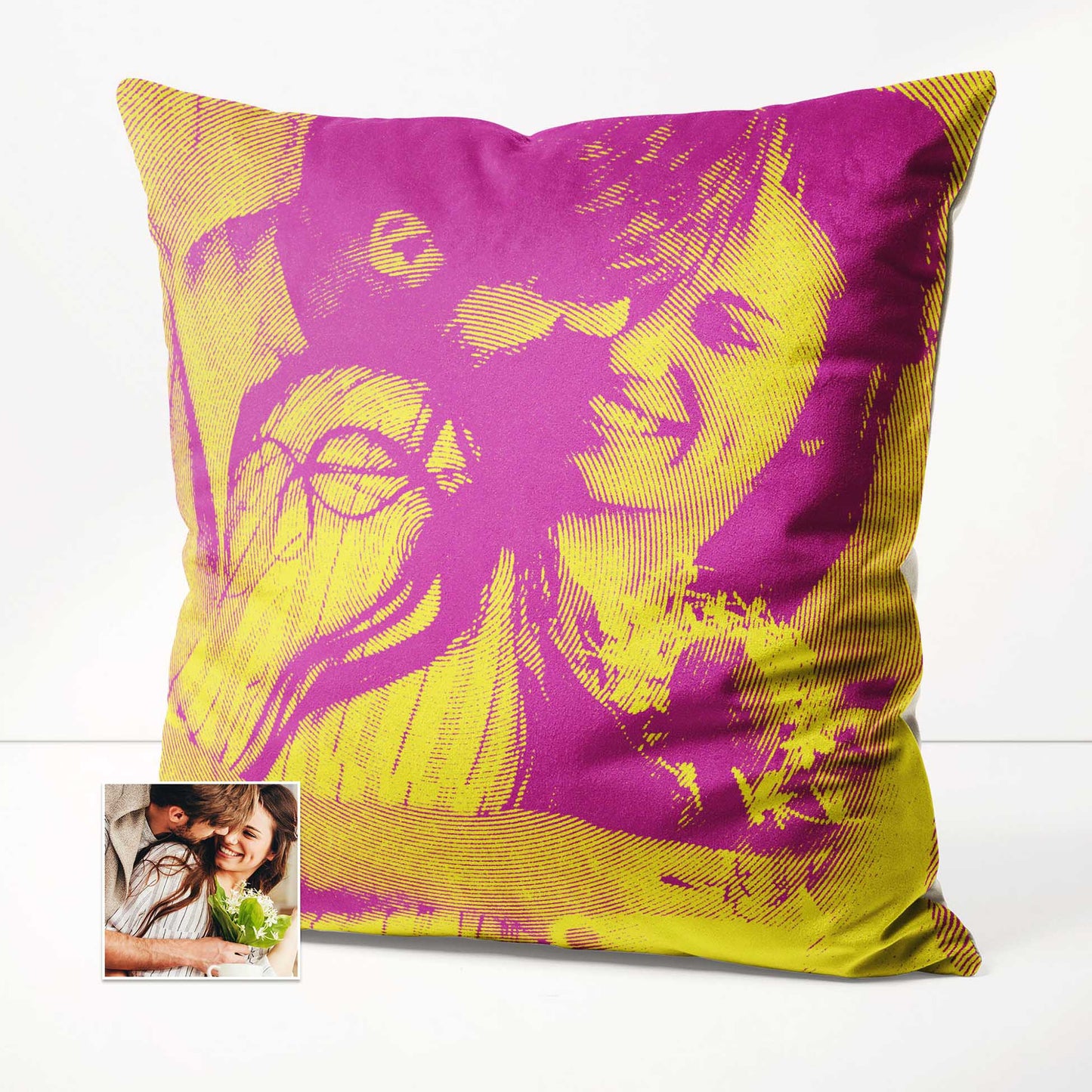 Add a touch of sunshine to your home with a Personalised Yellow & Pink Texture Cushion. Its soft velvet fabric and plush filling create a cozy and inviting atmosphere. Custom printed from your photo, it becomes a unique interior accent 