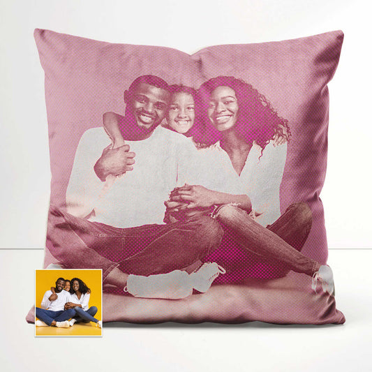 Add a touch of artistic flair to your interior design with the Personalised Pink Pop Art Cushion. This one-of-a-kind cushion showcases a mesmerizing digital artwork, combining pop art elements with a halftone texture, handmade