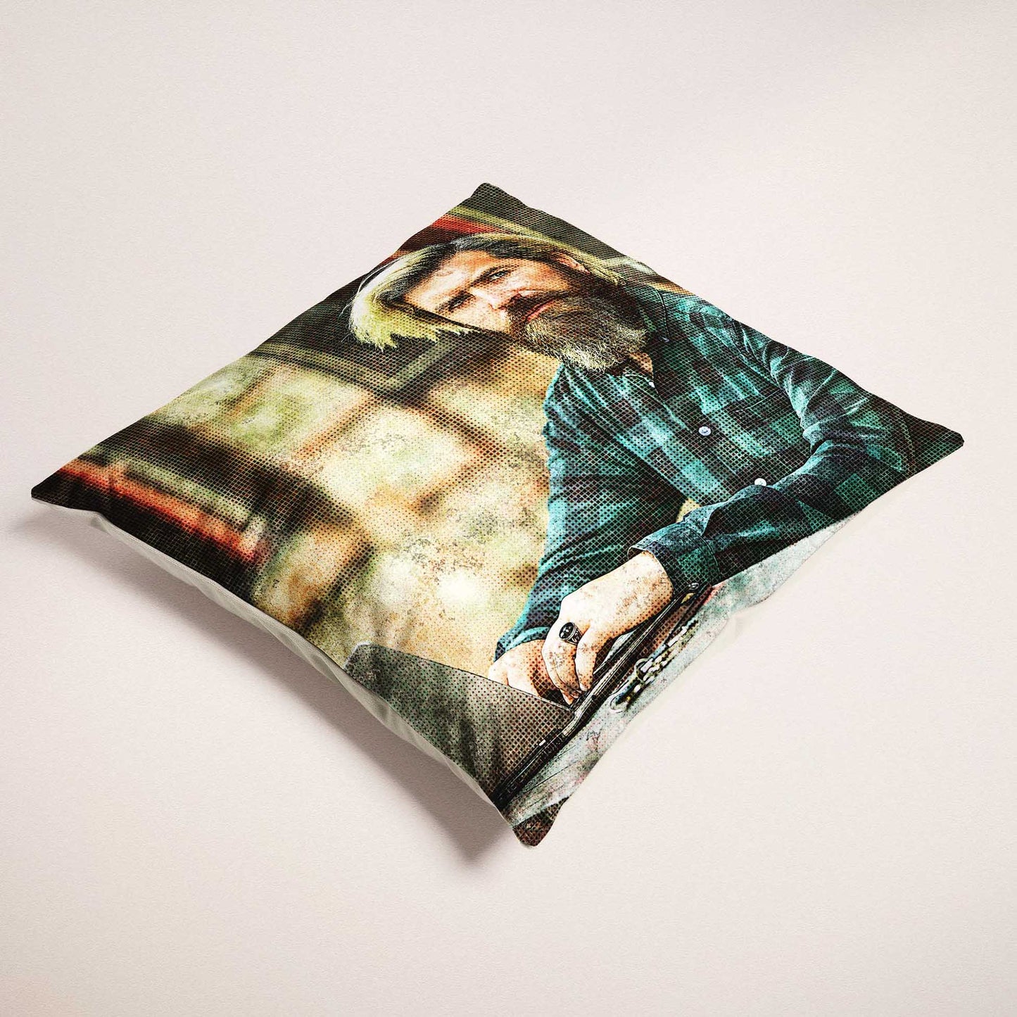 Experience the allure of artistic expression with the Personalised Grunge FX Cushion. Featuring a distressed print from your photo, this cushion captures a unique and creative vibe that appeals to art lovers. Handmade with soft velvet