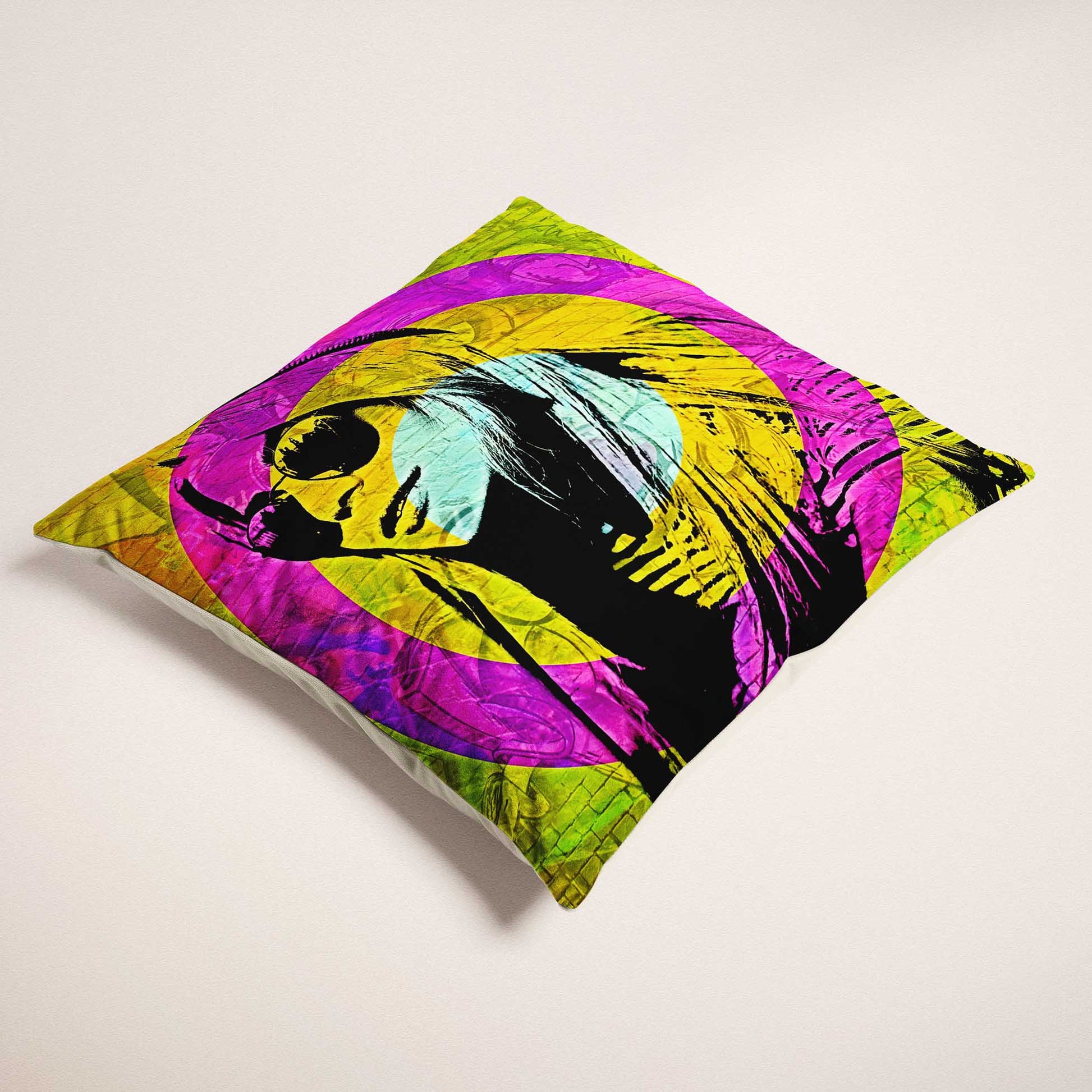 Experience the lively and vibrant world of urban street art with the Personalised Graffiti Street Art Cushion. Its vivid and colorful print, created from your photo, brings a unique and creative touch to your home decor, luxury feel
