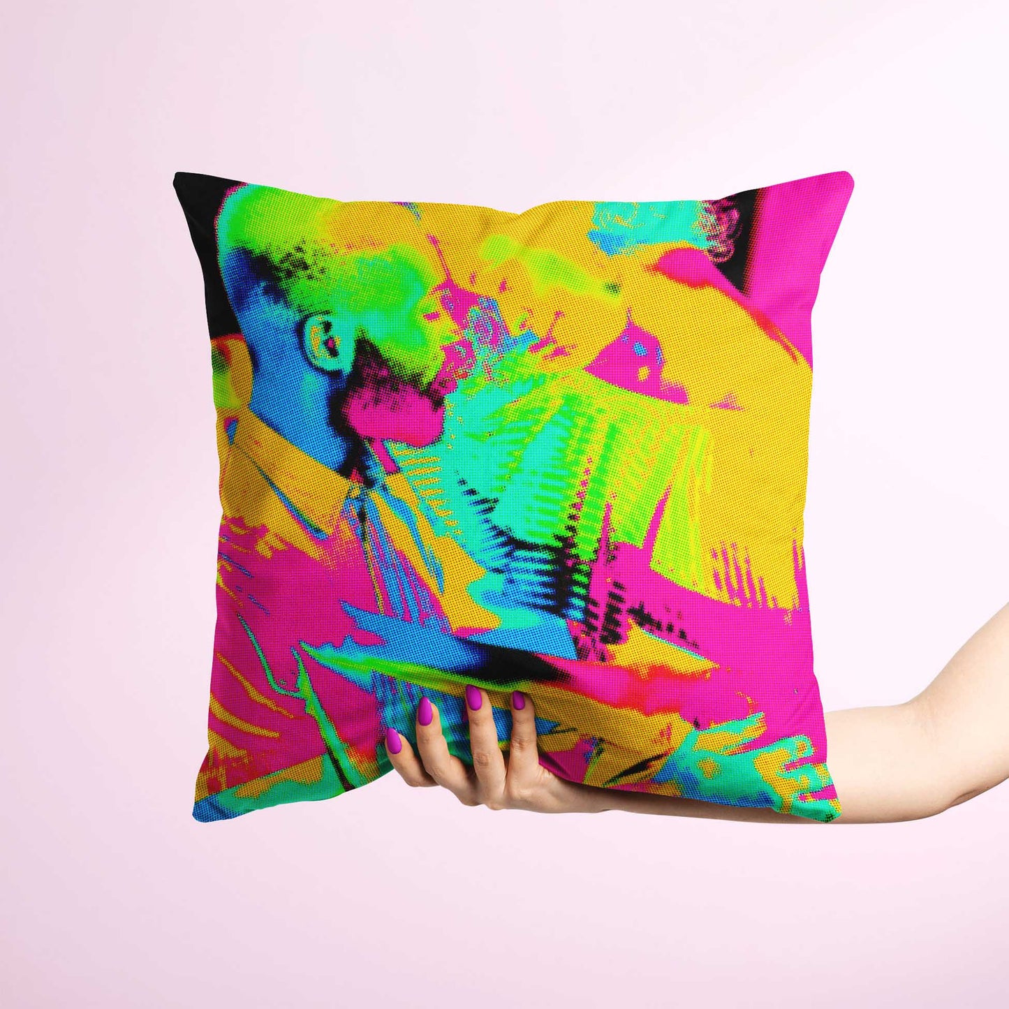 Make a statement with the Personalised Pop Art Cushion, a cool and original addition to your home decor. Printed from your photo, it showcases a unique and quirky design that sparks imagination. Handmade with soft velvet