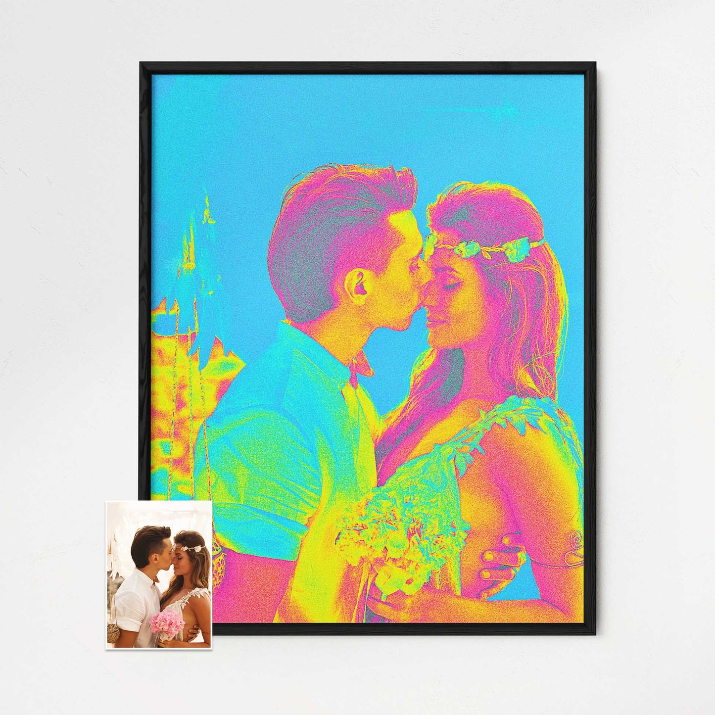Infuse your home with creativity and vibrancy through Personalised Acid Trip Framed Print. This fine digital art piece boasts a colorful and vivid design that leaves a lasting impression. Printed from your photo