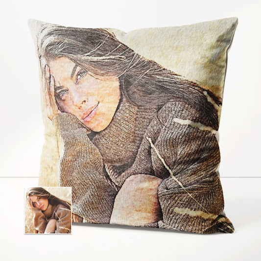 Create a personalized watercolor painting cushion that adds a touch of elegance and chic to your space. Printed from your photo, this soft furnishing is made with velvet fabric, making it a cozy and stylish home accessory