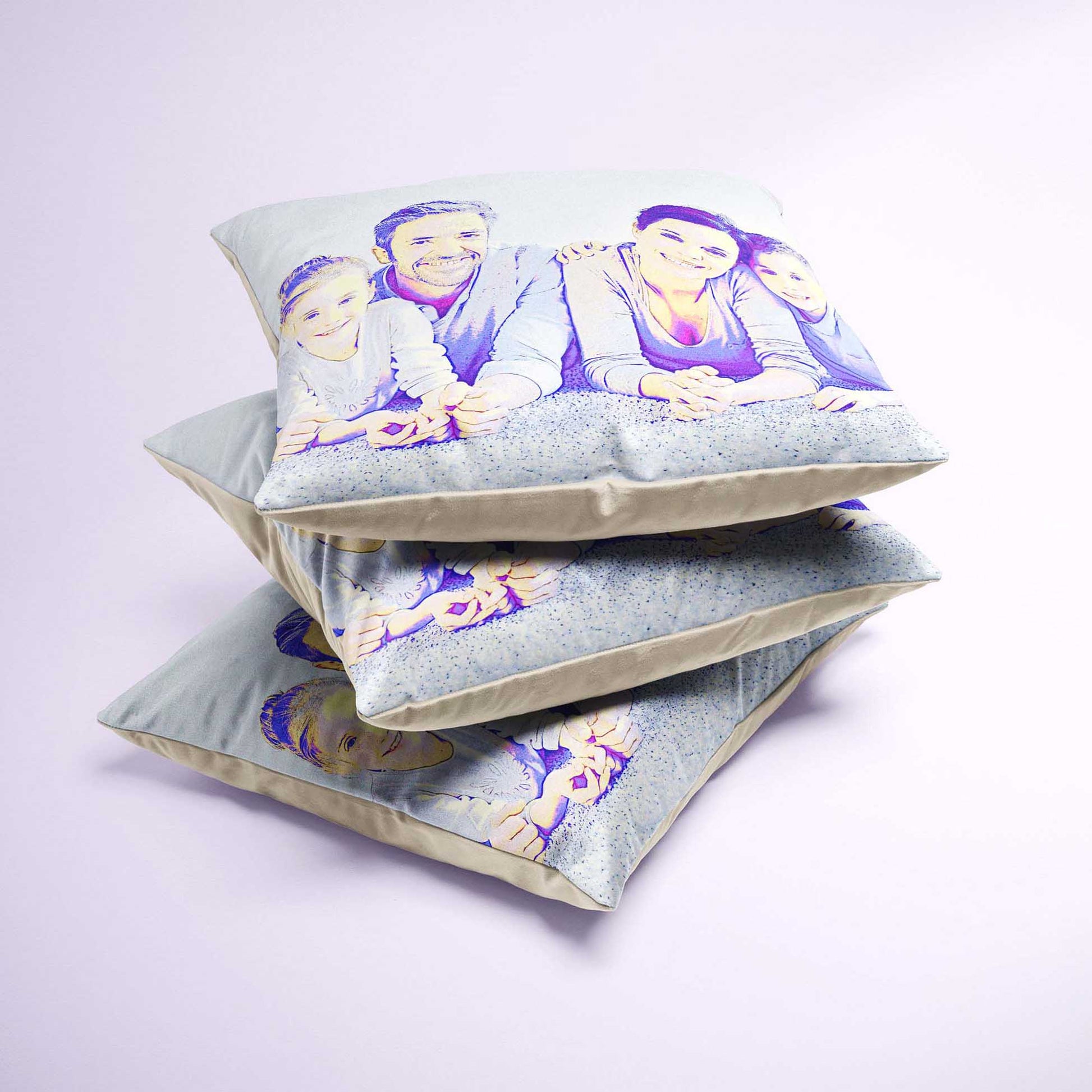 Introducing our Personalised Blue and Purple Cushion, the epitome of comfort and style. Made from soft velvet, it provides a luxurious and cosy experience. This unique furnishing showcases original art