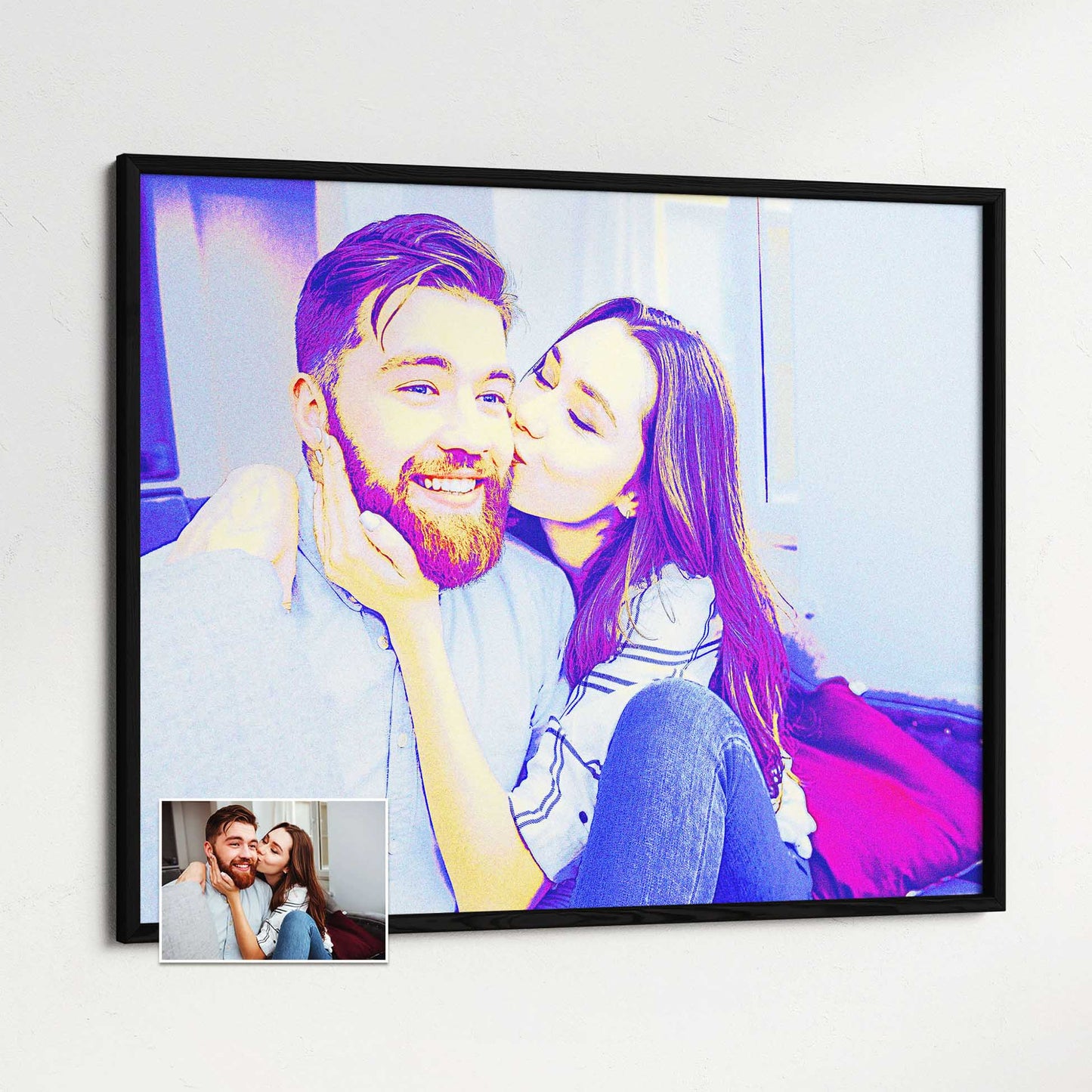 Add a burst of creativity and bold colors to your home decor with the Personalised Blue & Purple Framed Print. This fun and vibrant piece, printed from your photo, exudes energy and a lively atmosphere