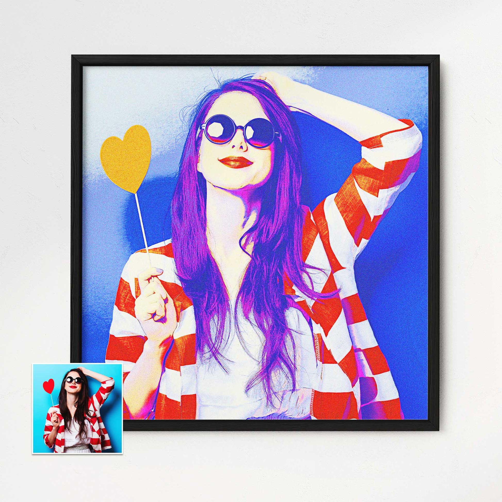 Personalised Blue & Purple Framed Print is a stunning addition to your interior decor. Its bold and vibrant colors create a lively and energetic atmosphere. Printed from your photo, it captures the sharp and vivid details