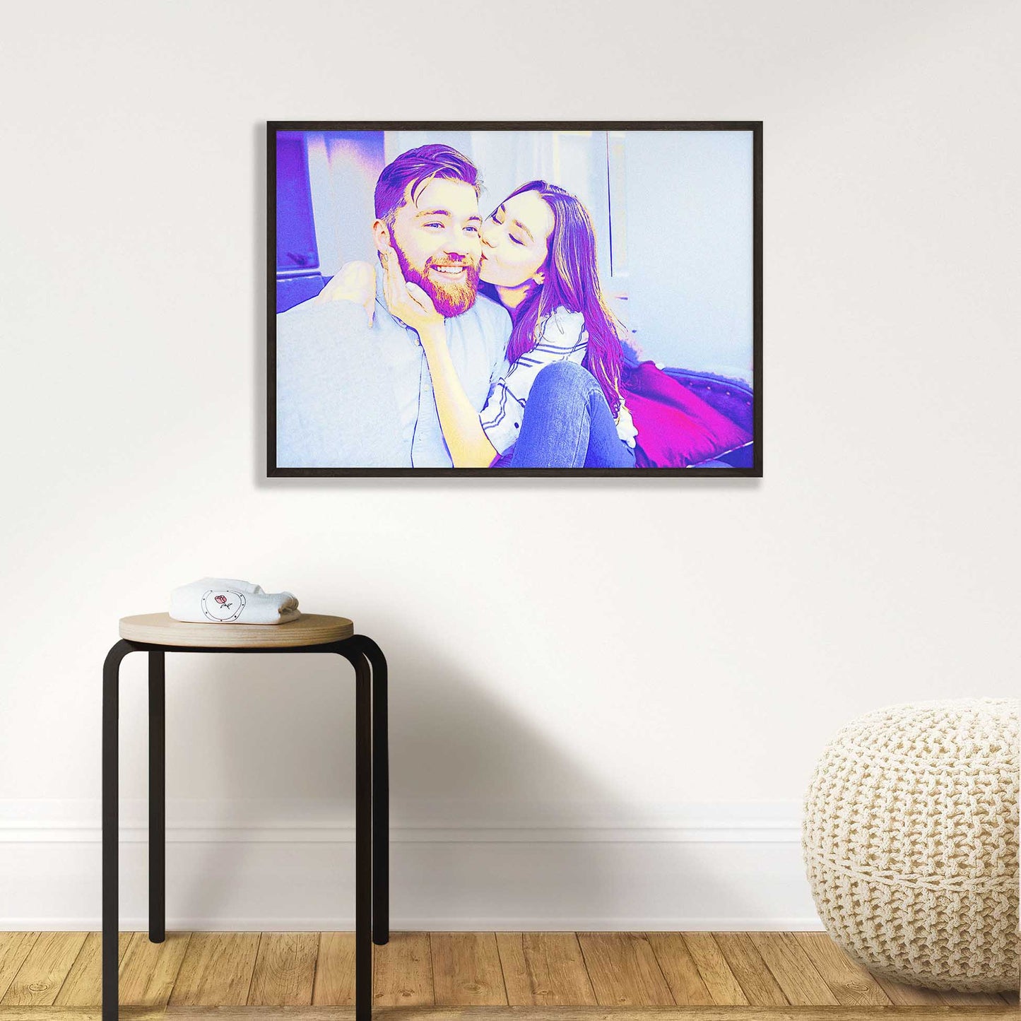 Add a burst of bold colors and imaginative flair to your home decor with the Personalised Blue & Purple Framed Print. Its fun and vibrant vibes, printed from your photo, create a cool and unique interior