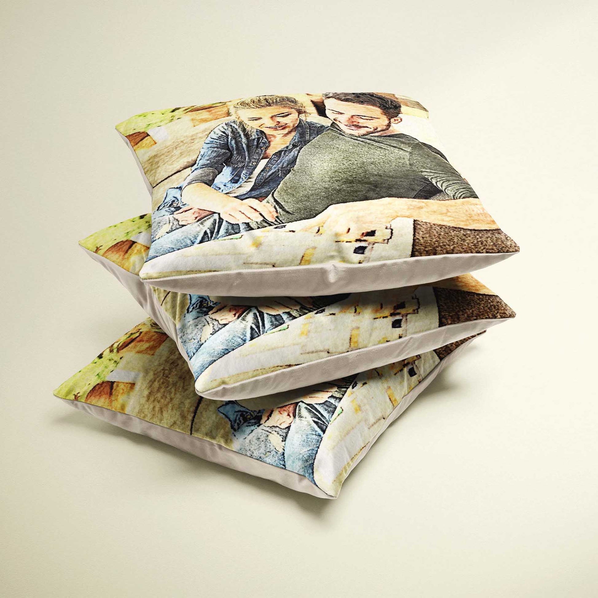 Personalize your space with a watercolor painting cushion, printed from your photo. Made with soft velvet fabric, this home accessory adds a touch of elegance to your interior design