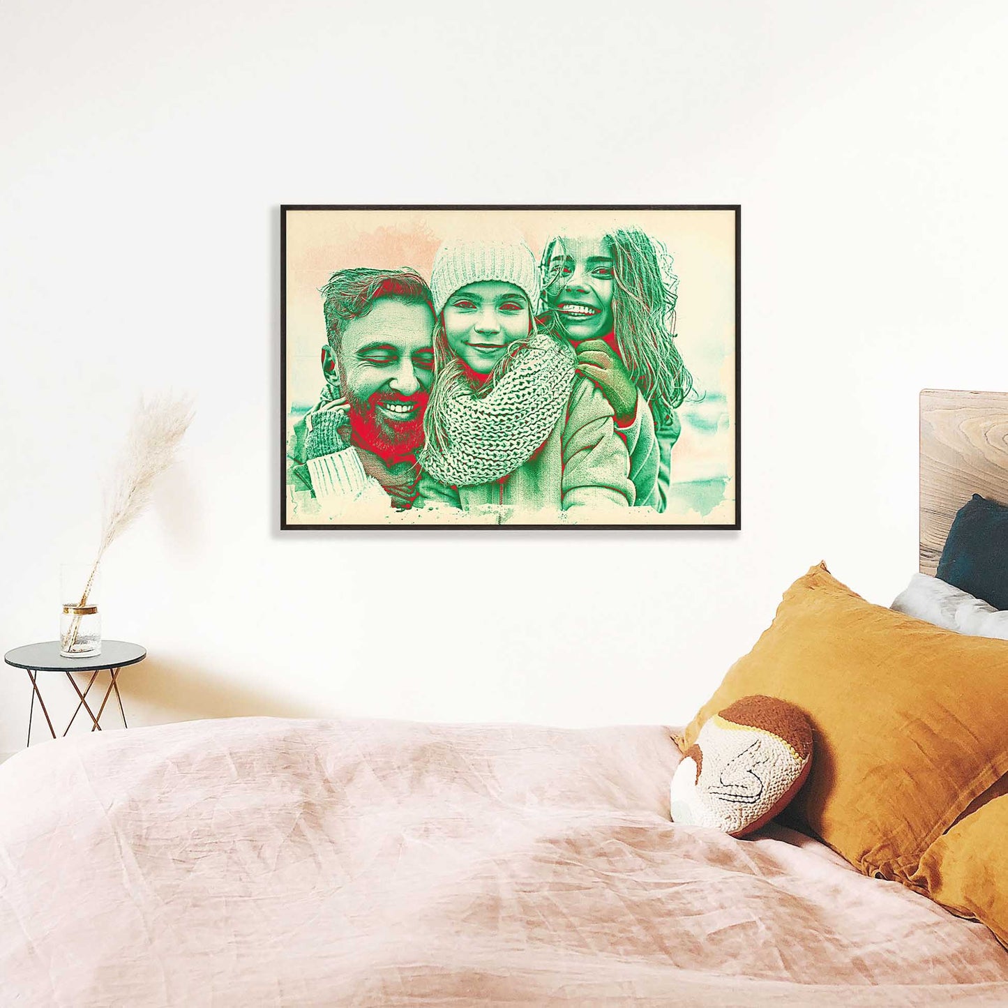 Captivating Interior Design Element: Infuse your space with creativity and beauty through this personalised red and green framed print. Its watercolour style and unique design make it a captivating interior design element