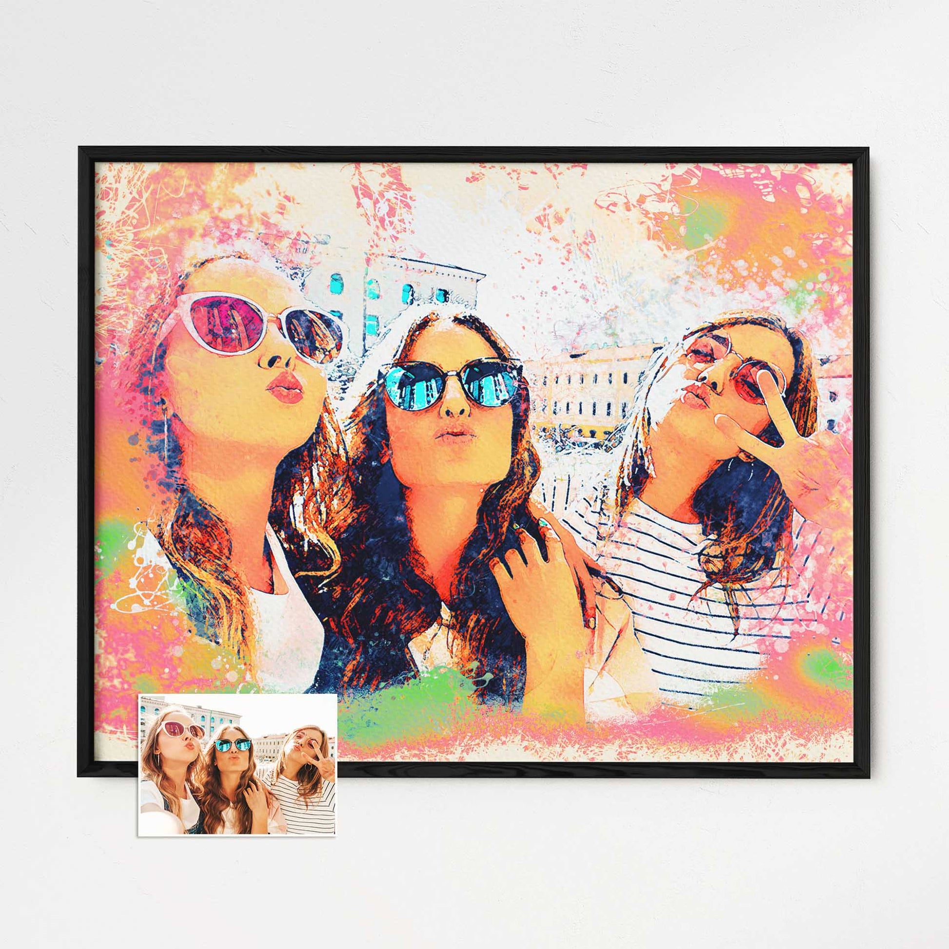 Unleash Your Imagination: Immerse yourself in the world of imagination with this personalised watercolour splash framed print. Its vibrant and colourful design sparks creativity and brings a cool and refreshing vibe to your home decor