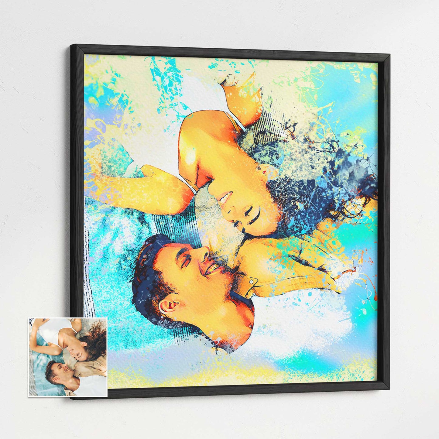 Quirky and Unique Interior Design Piece: Make a statement with this personalised watercolour splash framed print. Its unconventional and quirky design adds a touch of personality and charm to your interior decor