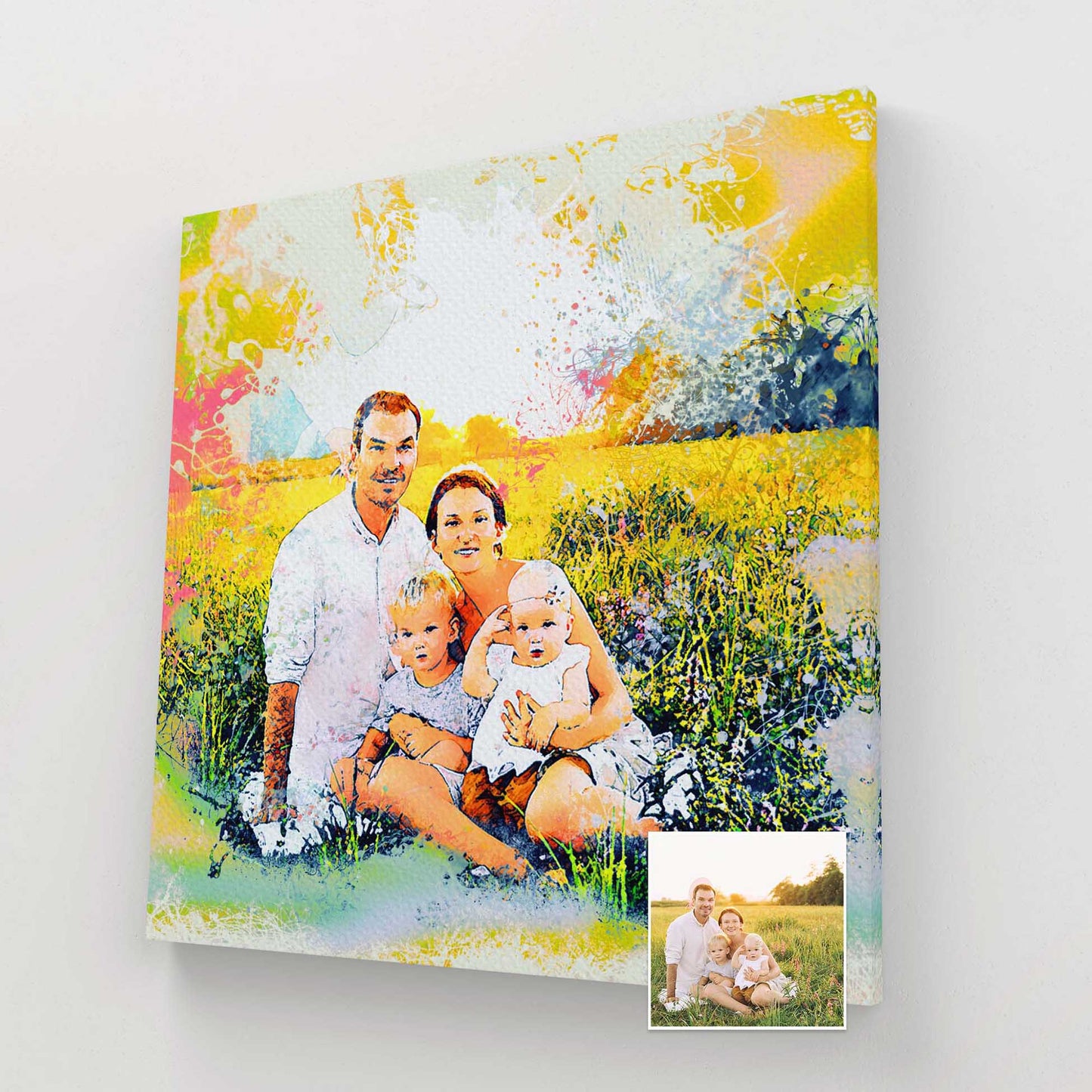 Transform your space into a vibrant oasis of color and joy with a personalized Splash Watercolor Canvas