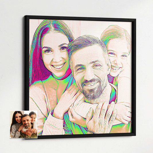 Personalised Pencil Drawing Framed Print: Preserve cherished memories with this sharp and vibrant artwork, created from a photo. Its bright and positive energy brings a fun and cheerful touch to any interior decor