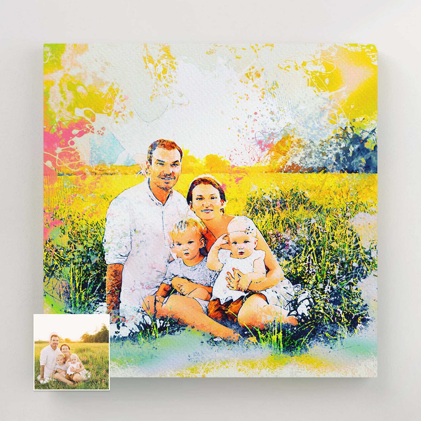 Add a splash of happiness to your walls with a personalized Splash Watercolor Canvas