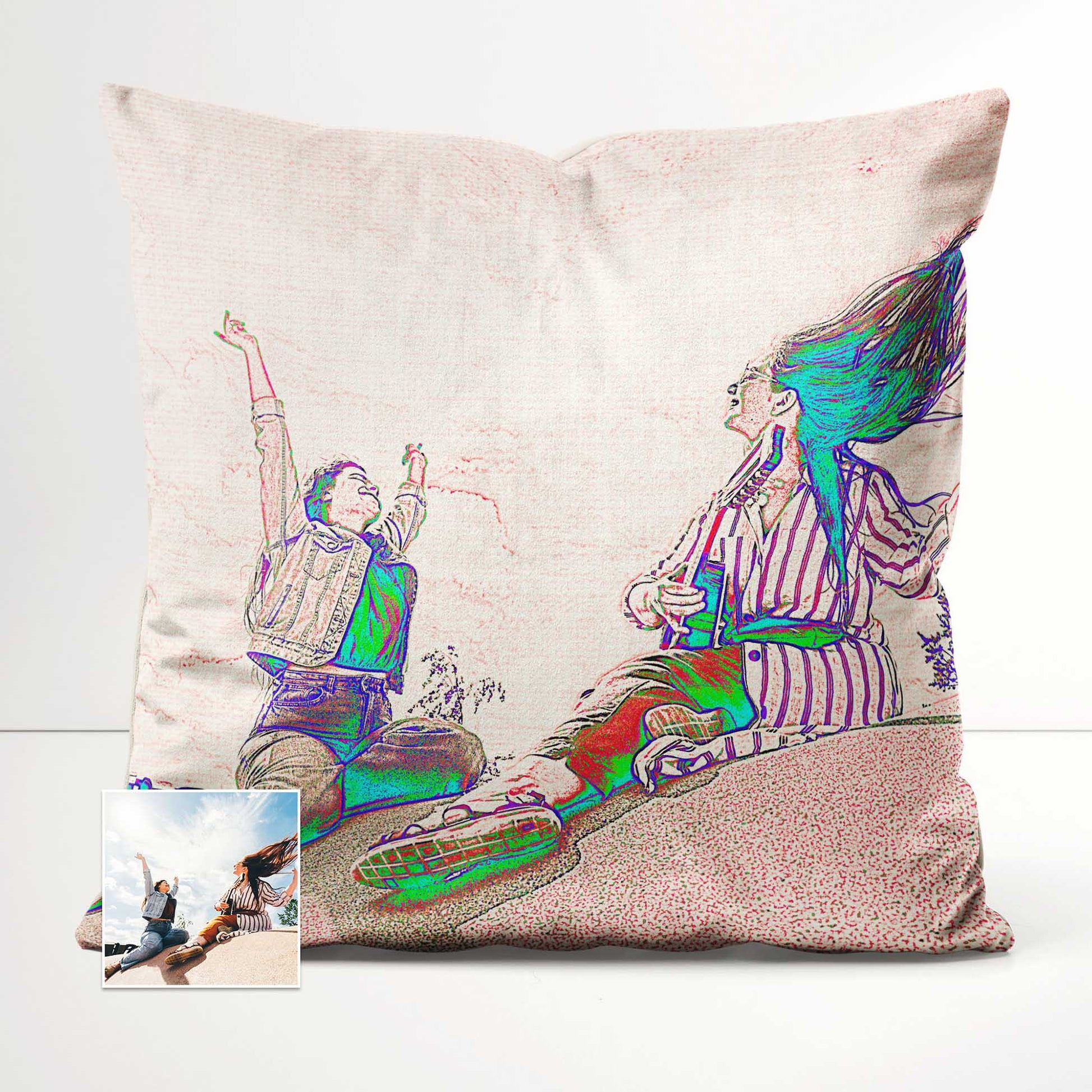 Immerse yourself in the world of art and comfort with the Personalised Pencil Drawing Cushion. Its soft velvet fabric provides a gentle touch, perfect for relaxation. Personalize it with a print from your photo 