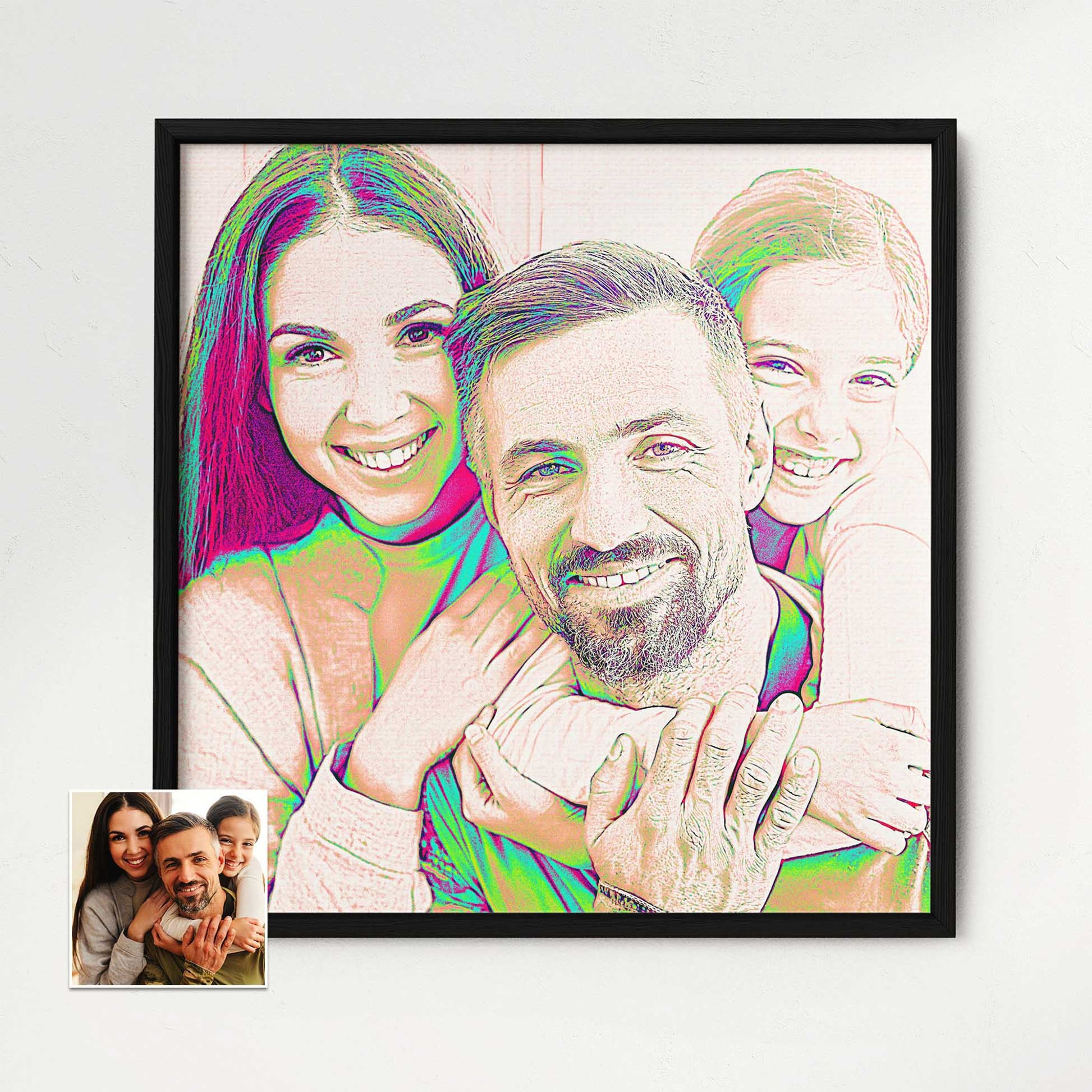 Drawing from Photo: Immerse yourself in the beauty of a personalised pencil drawing framed print. With its sharp lines and vibrant details, it captures the essence of your cherished moments. This artwork serves as a fine art wall decoration