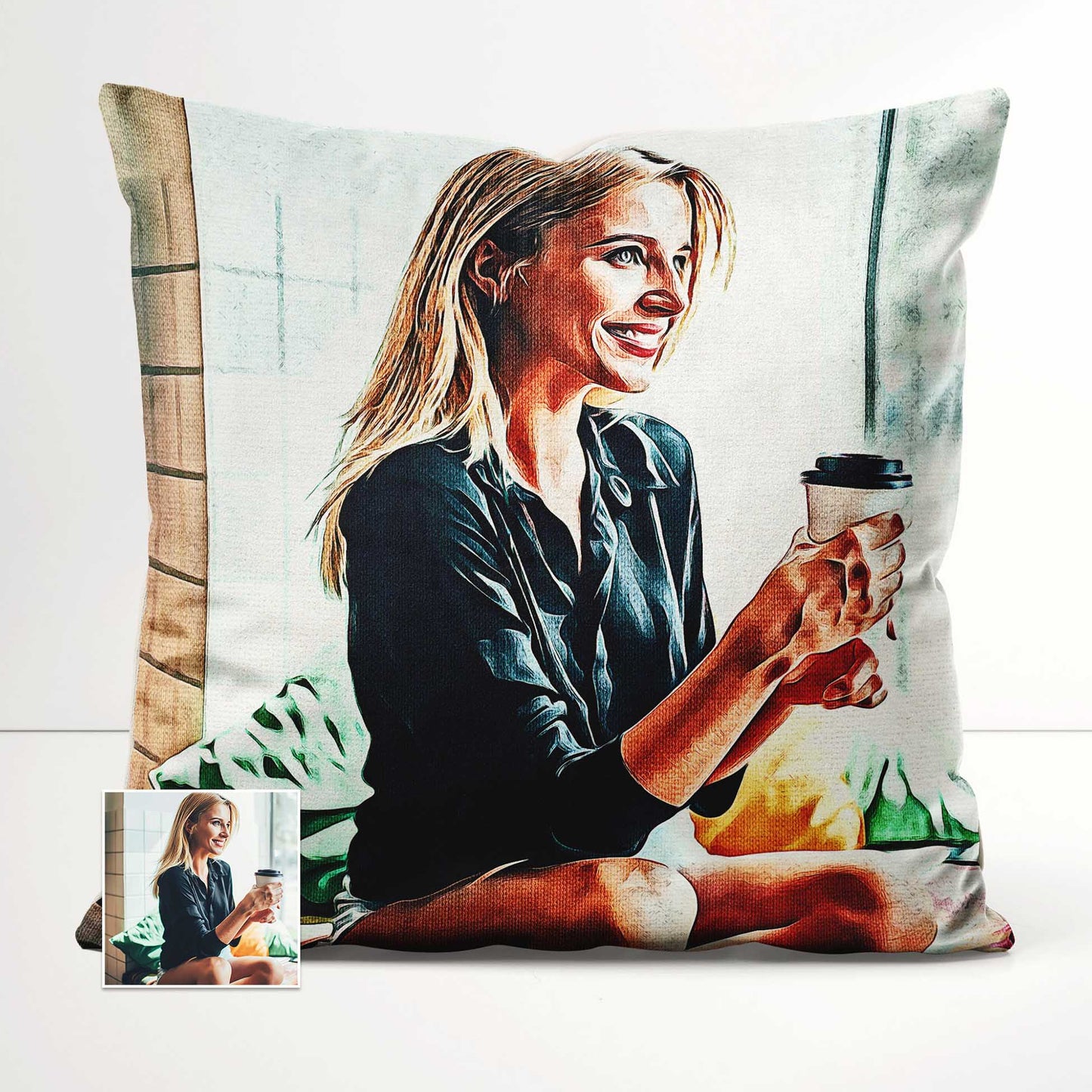 Experience the luxury of the Personalised Original Oil Painting Cushion. Made from soft velvet and adorned with a painting inspired by your photo, this handmade cushion exudes elegance and creativity, cool and chic design