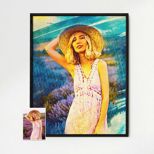 Experience the magic of our Personalised Artistic Brush Painting Framed Print. Created from your favorite photo, this stunning artwork brings your memories to life in a watercolor style. Its unique and original design sparks the imagination