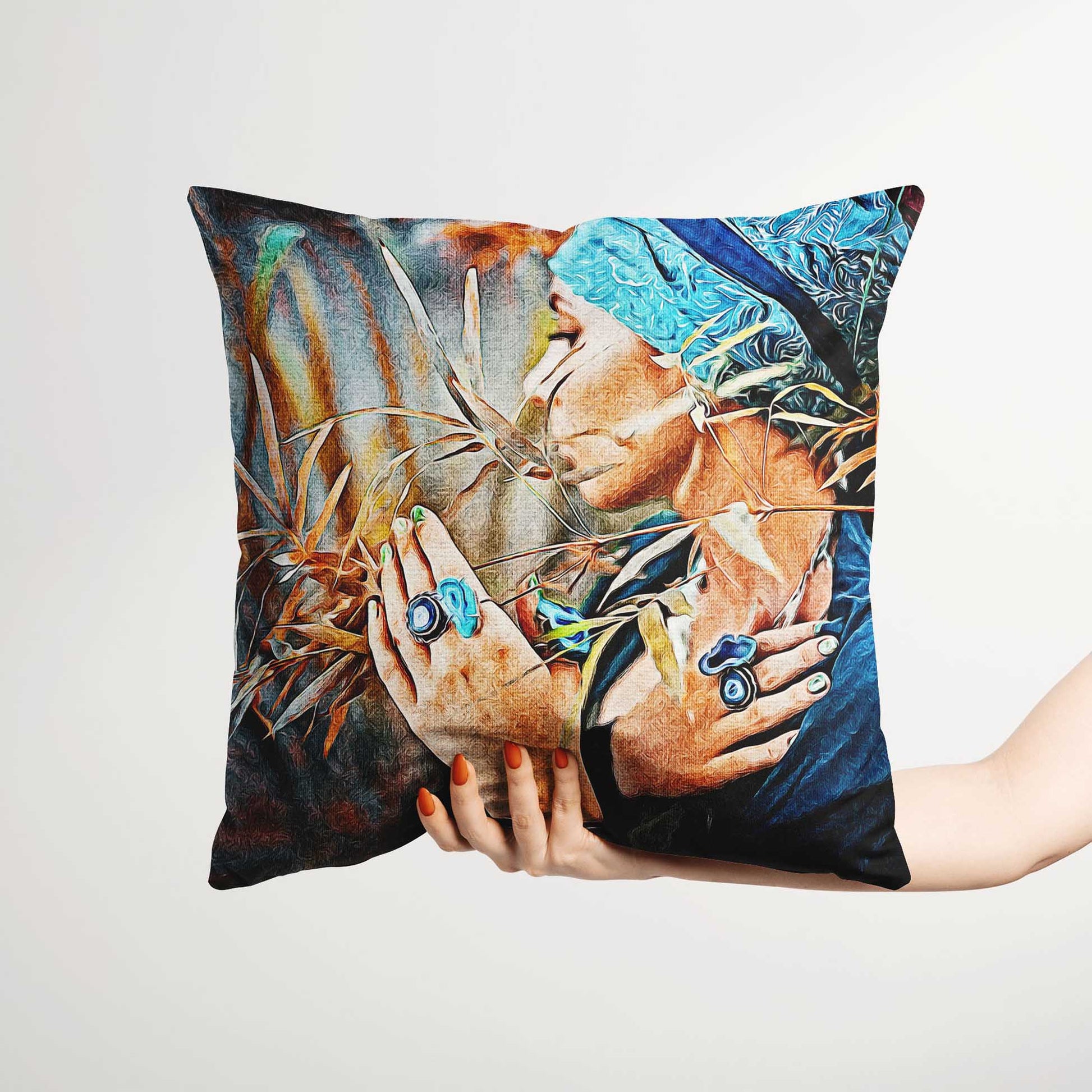 Unleash your imagination with the Personalised Original Oil Painting Cushion. Crafted with meticulous attention to detail, this luxurious handmade cushion showcases a painting derived from your photo, elegant and chic design